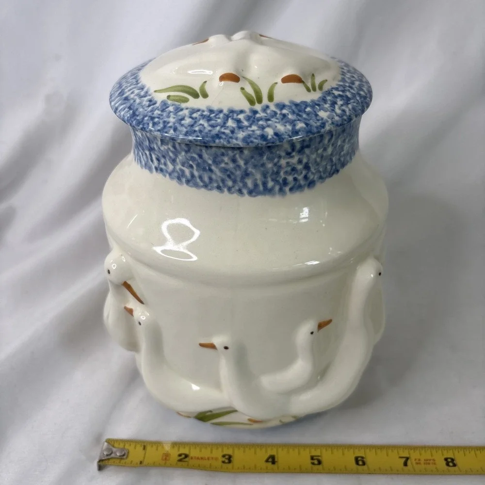 Vtg 1980s Country Ceramic‎ Duck Sugar Canister Cottagecore Shabby Chic No Flaws